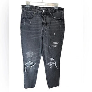 Old Navy O.G. Straight Black Distressed Jeans size 8